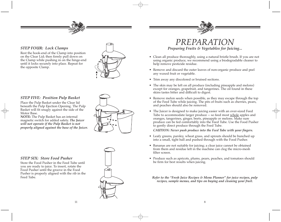 Preparation | Toastmaster JM502 User Manual | Page 12 / 20