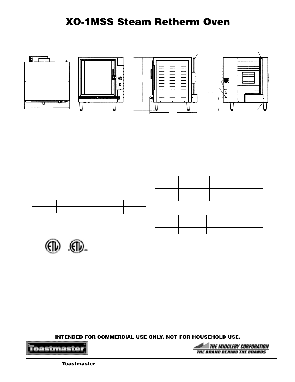Xo-1mss steam retherm oven, Toastmaster xo-1mss steam rether m oven | Toastmaster XO-1MSS User Manual | Page 2 / 2