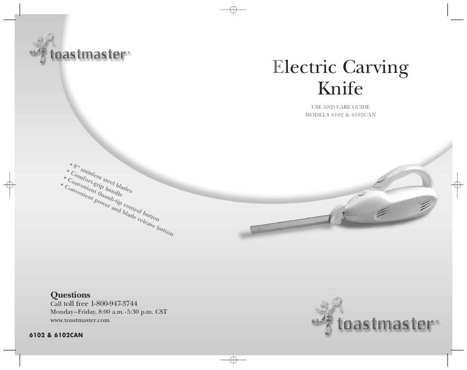 Electric carving knife | Toastmaster 6102CAN User Manual | Page 7 / 7