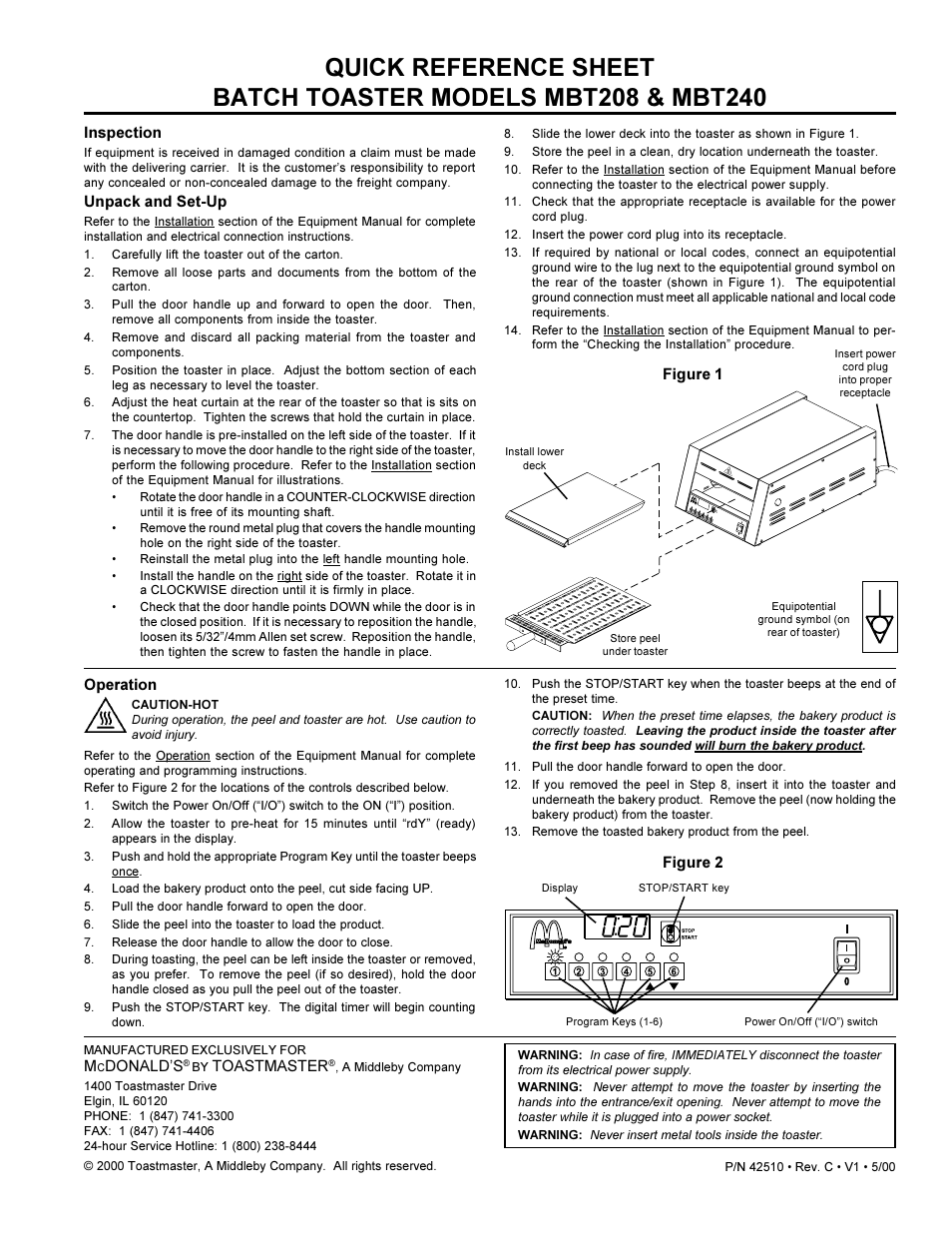 Toastmaster BATCH TOASTER MBT240 User Manual | 1 page