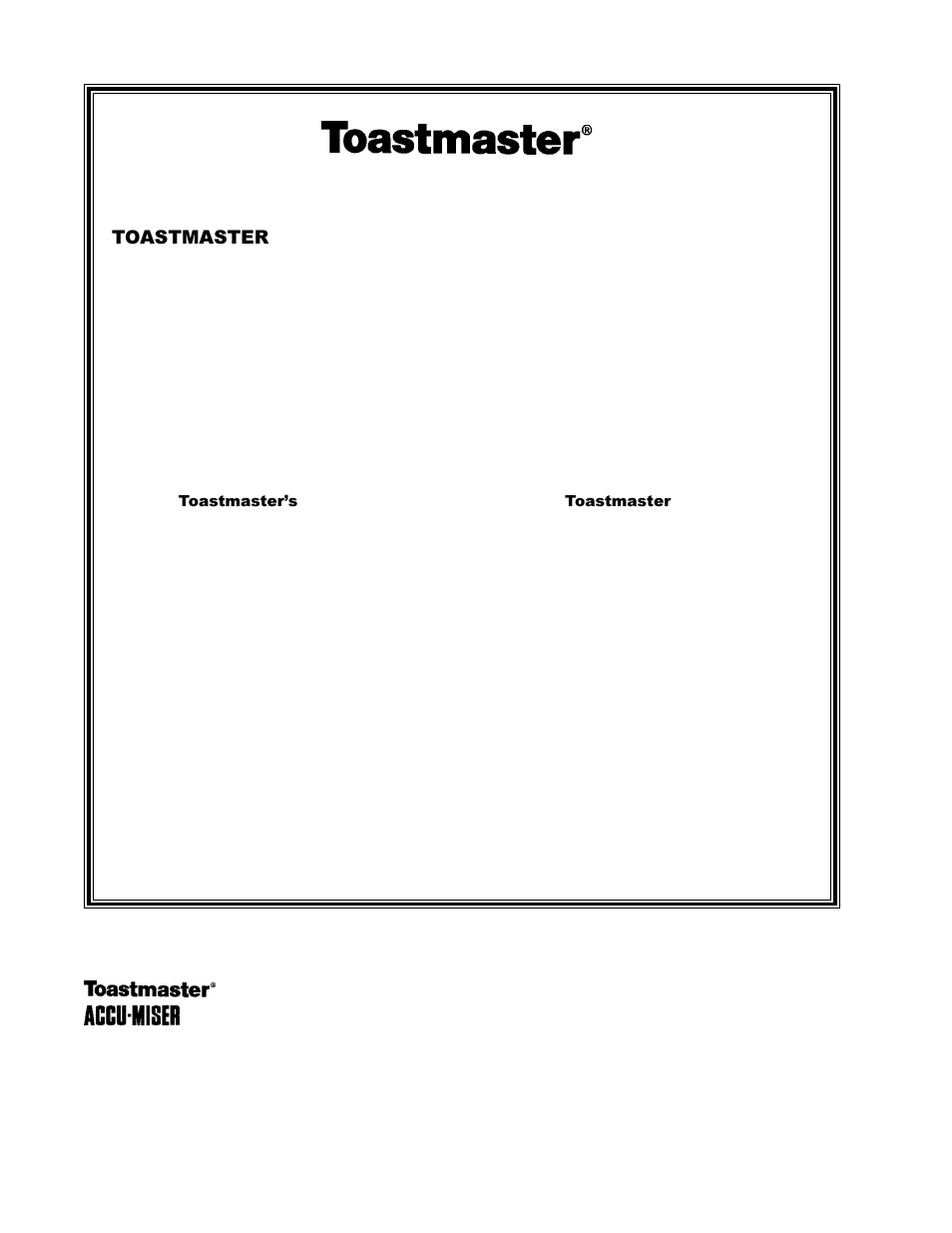 No quibble limited warranty | Toastmaster AACU-MISER AM24SS User Manual | Page 2 / 16