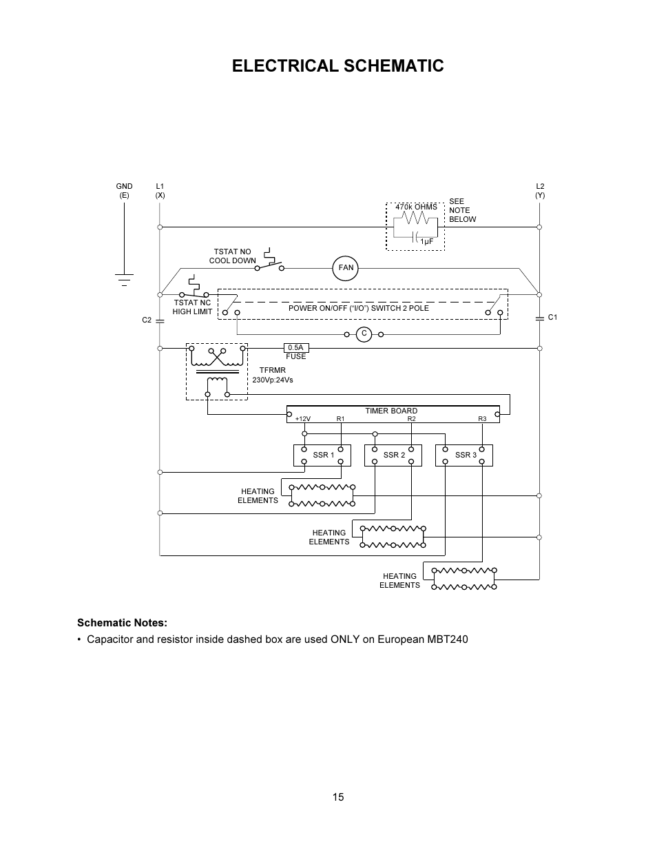 Electrical schematic | Toastmaster MBT240 User Manual | Page 15 / 16