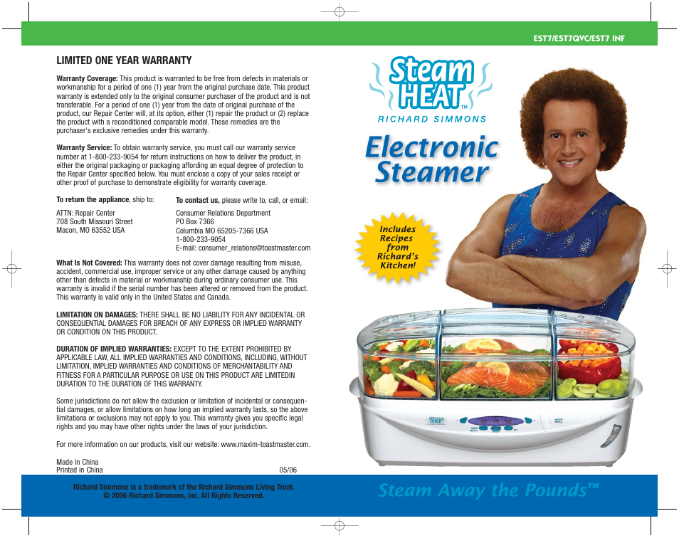Toastmaster EST7 INF User Manual | 48 pages