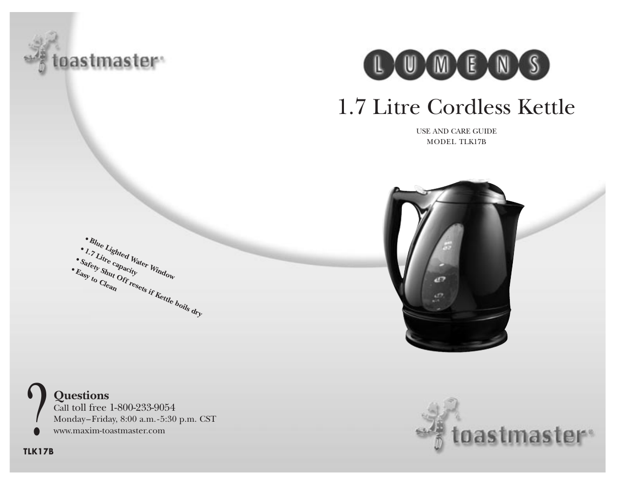 7 litre cordless kettle | Toastmaster TK17B User Manual | Page 11 / 11