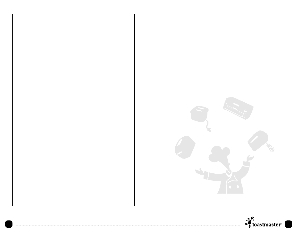 Keep dated sales receipts for warranty service | Toastmaster TWB2WREGCAN User Manual | Page 8 / 9