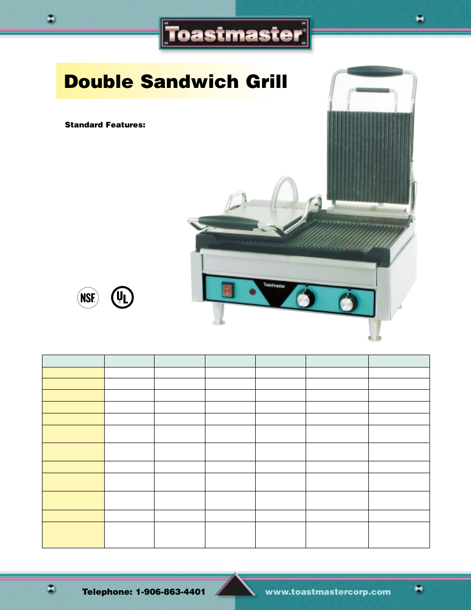 Double sandwich grill, Grills | Toastmaster Gas & Electric Fryer User Manual | Page 4 / 17