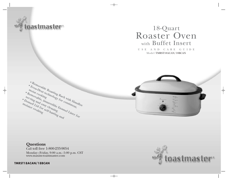 Roaster oven, Quart, Buffet insert | Toastmaster TMRST18ACAN User Manual | Page 24 / 24