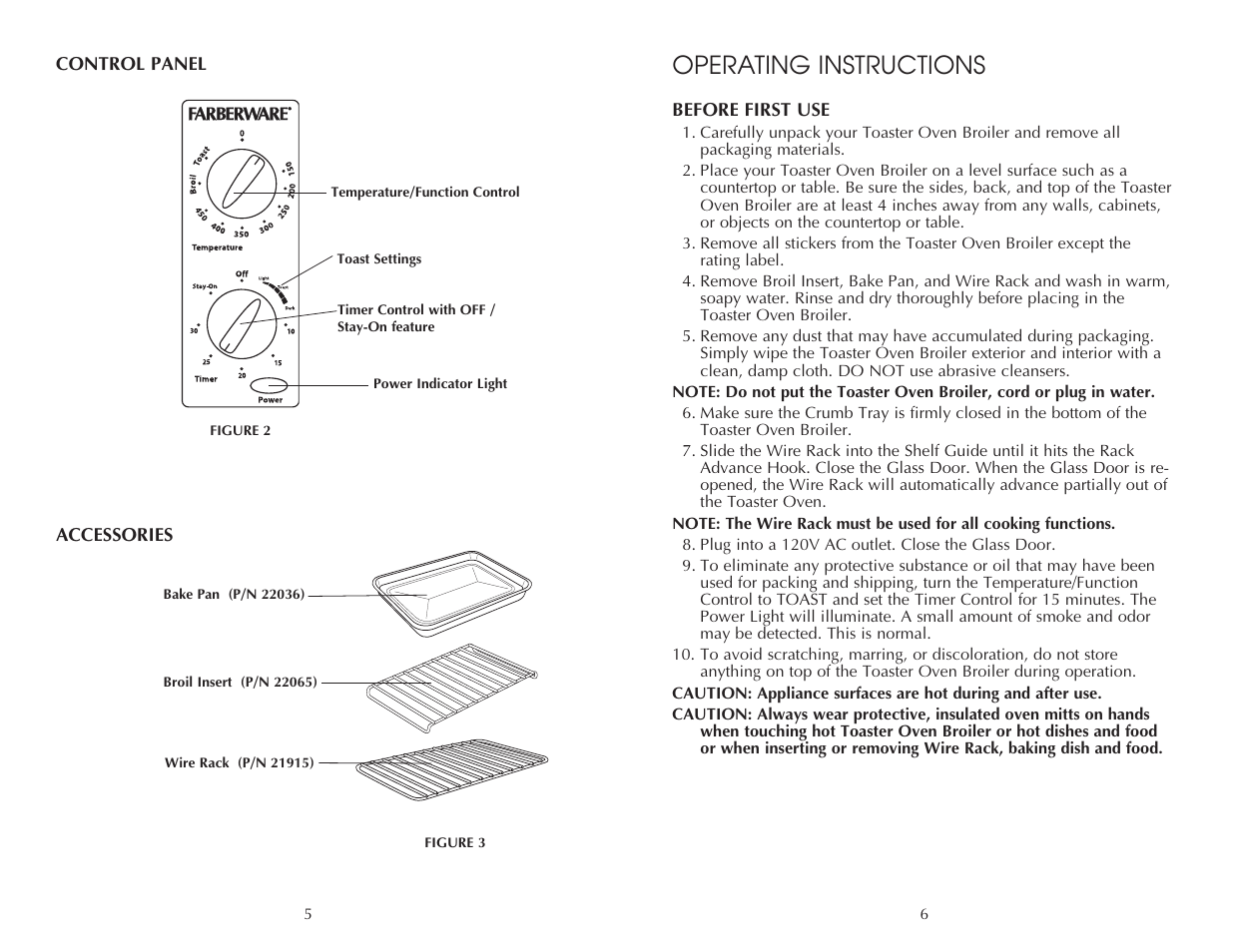 Operating instructions | Toastmaster FTO320SS User Manual | Page 6 / 16