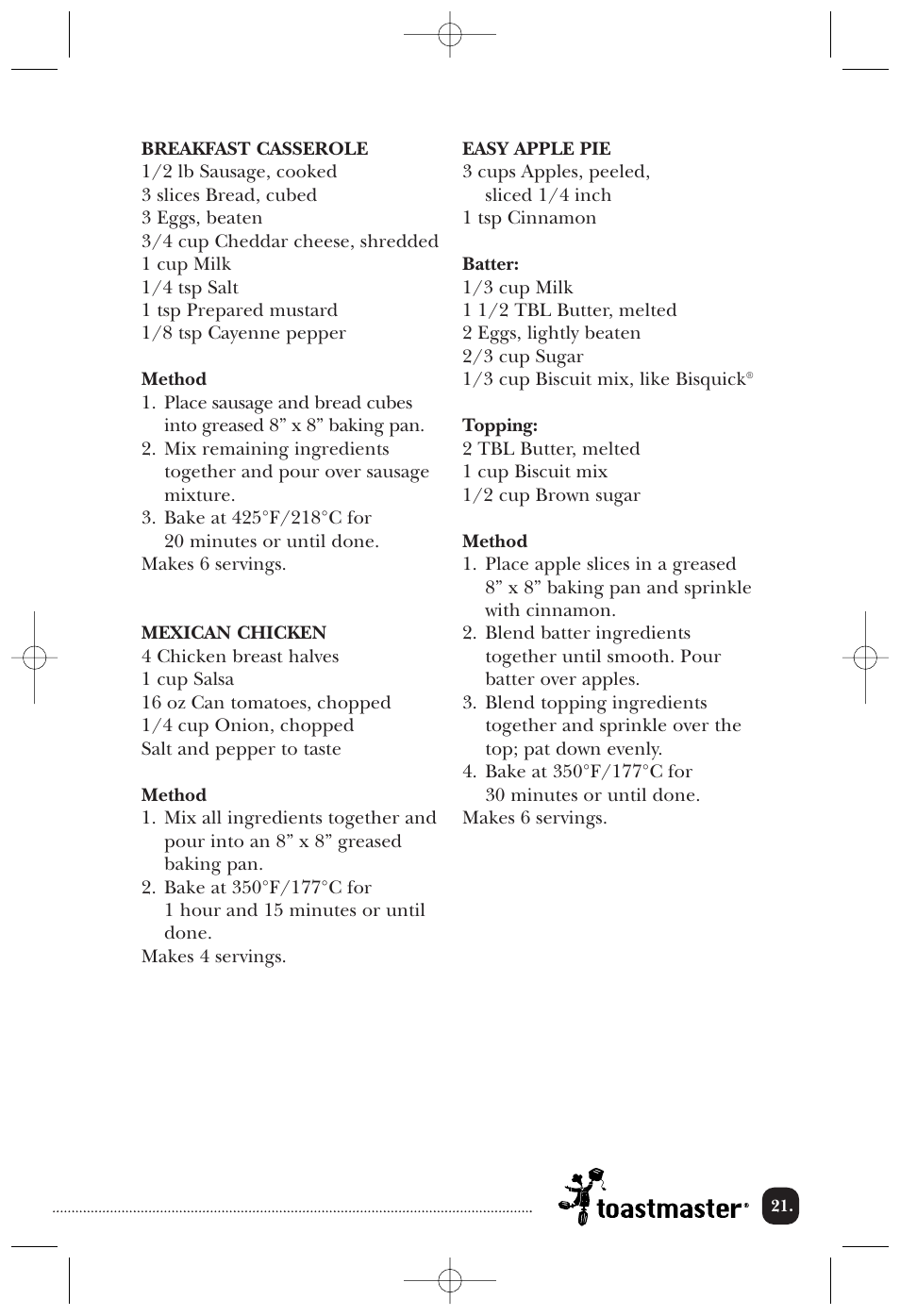 Toastmaster 389U User Manual | Page 22 / 28