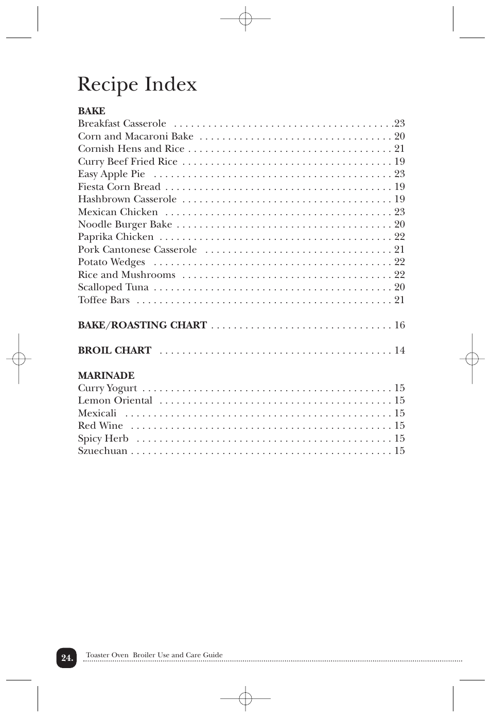 Recipe index | Toastmaster 389U User Manual | Page 25 / 28