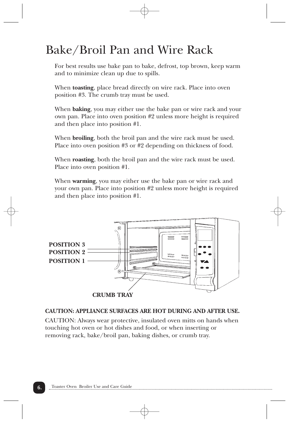 Bake/broil pan and wire rack | Toastmaster 389U User Manual | Page 7 / 28