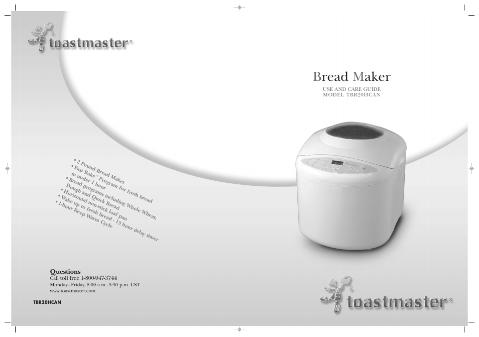 Toastmaster TBR20HCAN User Manual | 64 pages