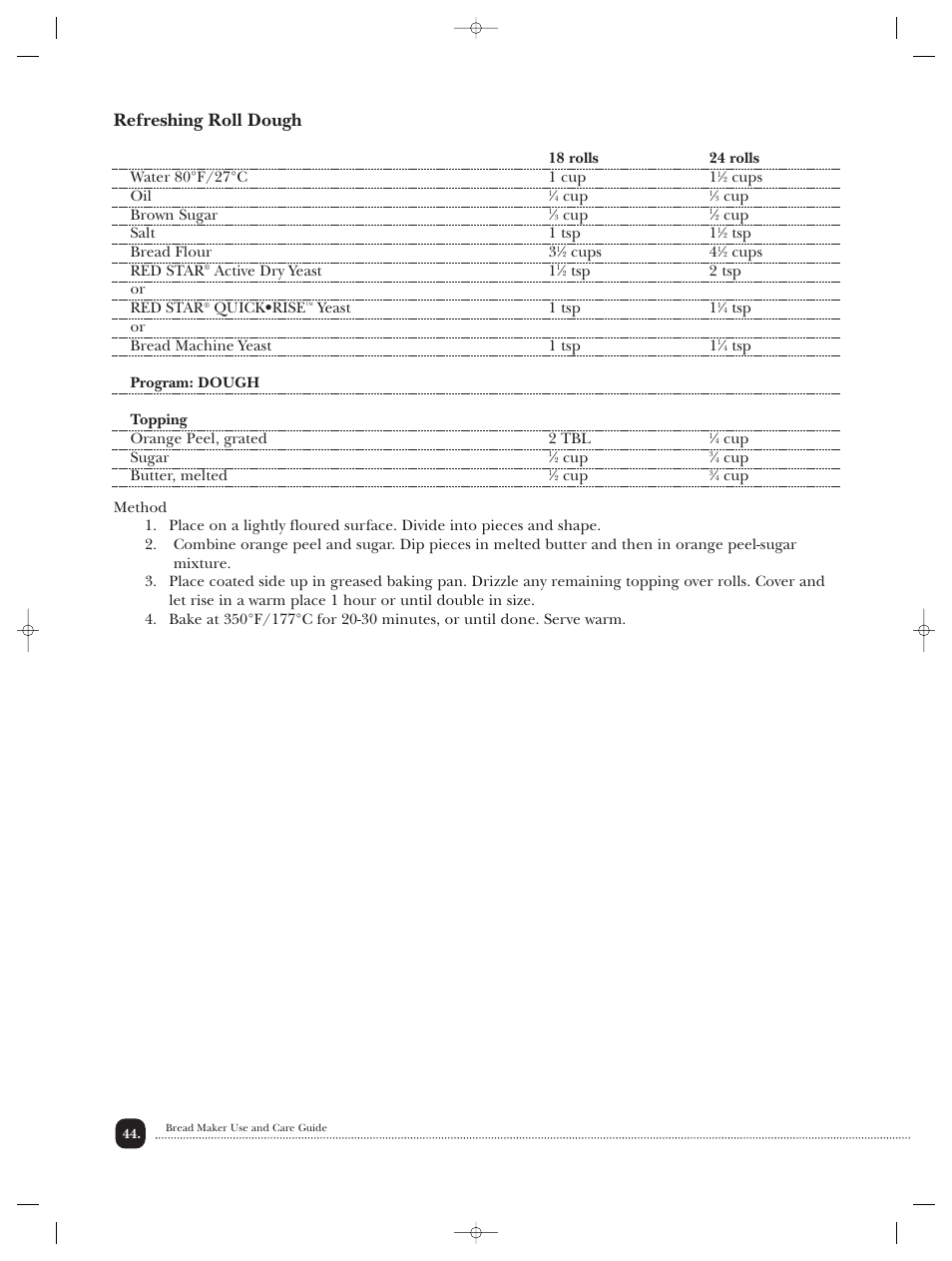 Refreshing roll dough | Toastmaster TBR20HCAN User Manual | Page 45 / 64