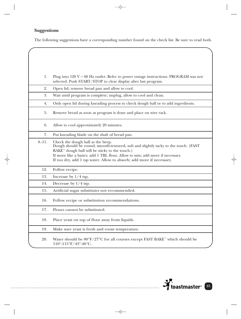 Toastmaster TBR20HCAN User Manual | Page 58 / 64