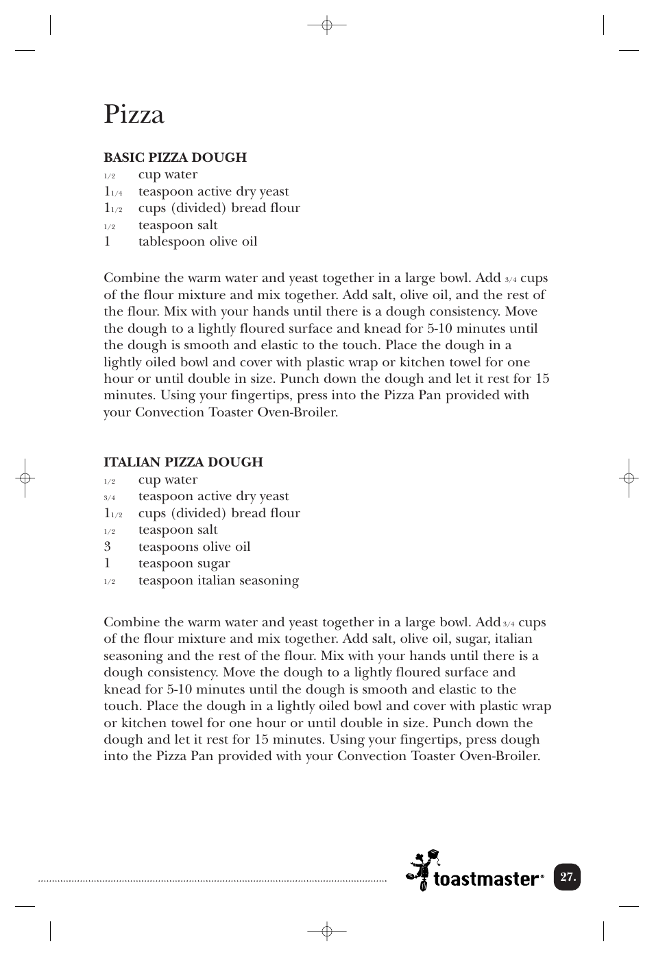 Pizza | Toastmaster TOV211CAN User Manual | Page 28 / 33