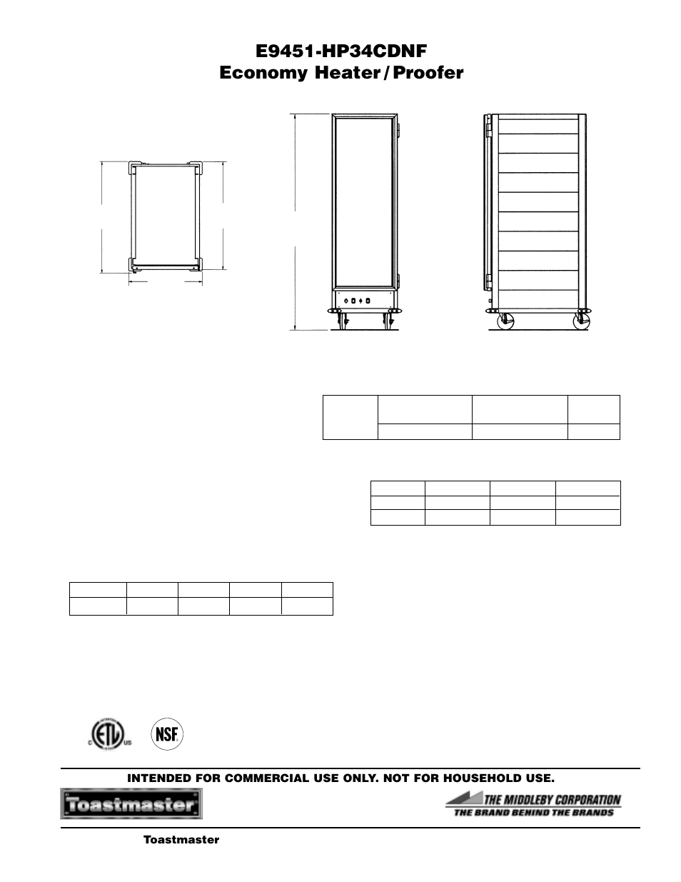 Toastmaster E9451-HP34CDNF User Manual | Page 2 / 2