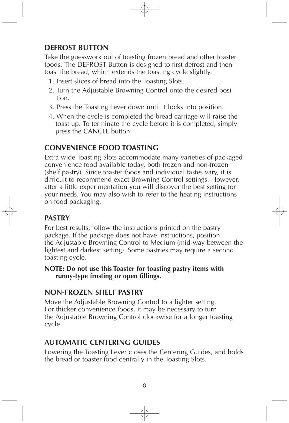 Toastmaster T230/T230B User Manual | Page 8 / 11