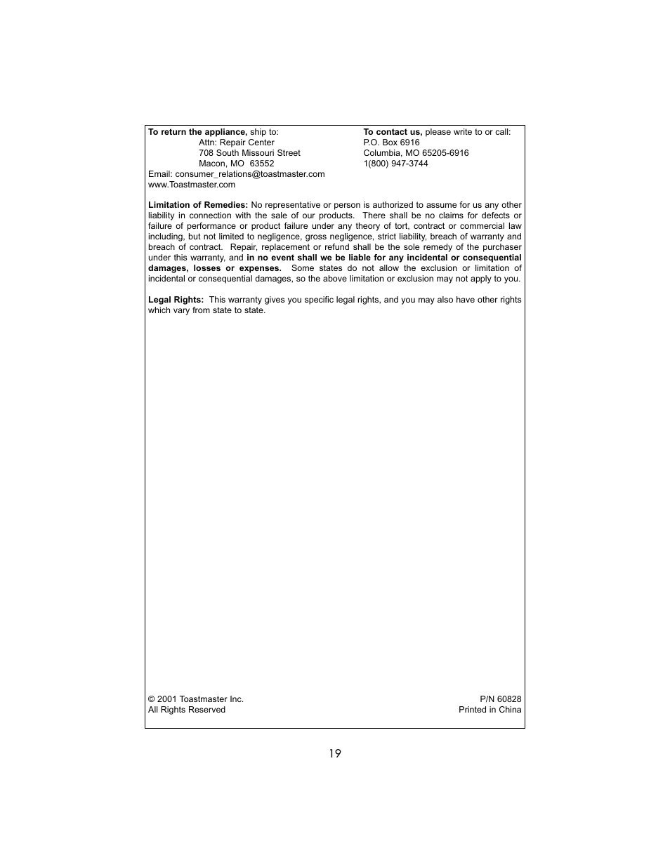 Toastmaster TSM10 User Manual | Page 19 / 66