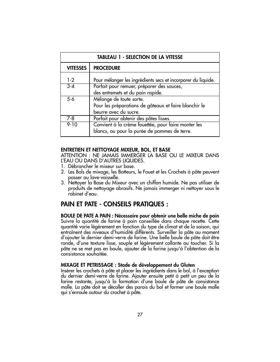 Pain et pate - conseils pratiques | Toastmaster TSM10 User Manual | Page 27 / 66