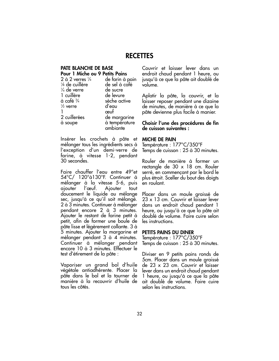 Recettes | Toastmaster TSM10 User Manual | Page 32 / 66