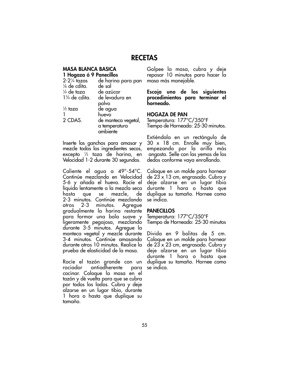 Recetas | Toastmaster TSM10 User Manual | Page 55 / 66