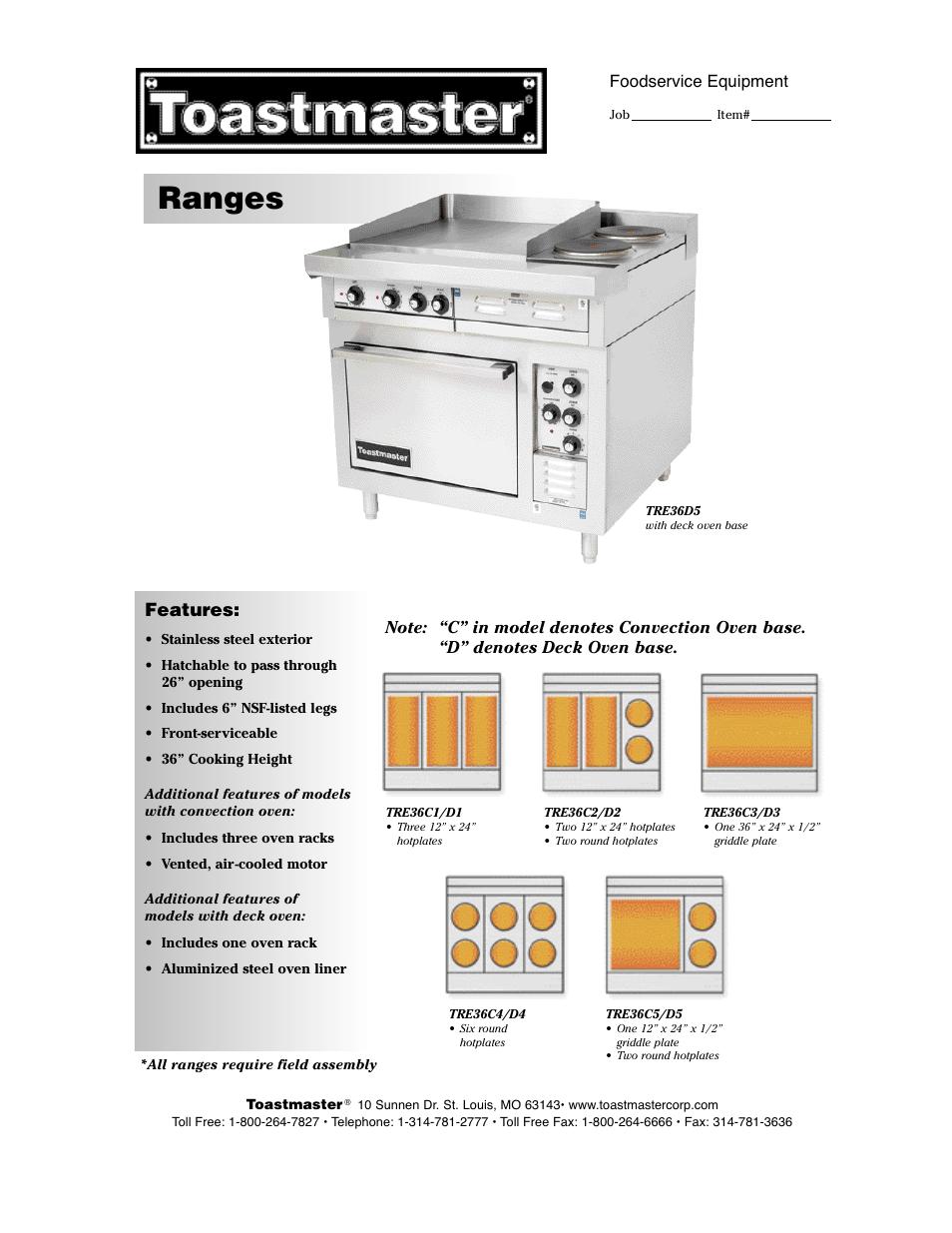 Toastmaster RH36D4 User Manual | 2 pages