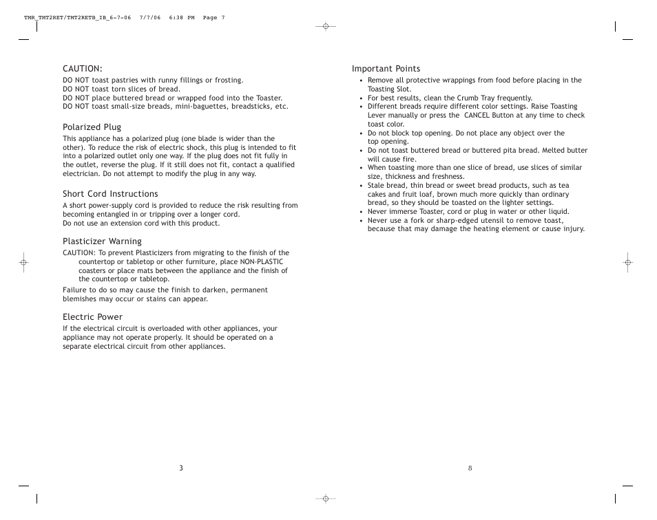Toastmaster TMT2RET User Manual | Page 4 / 12