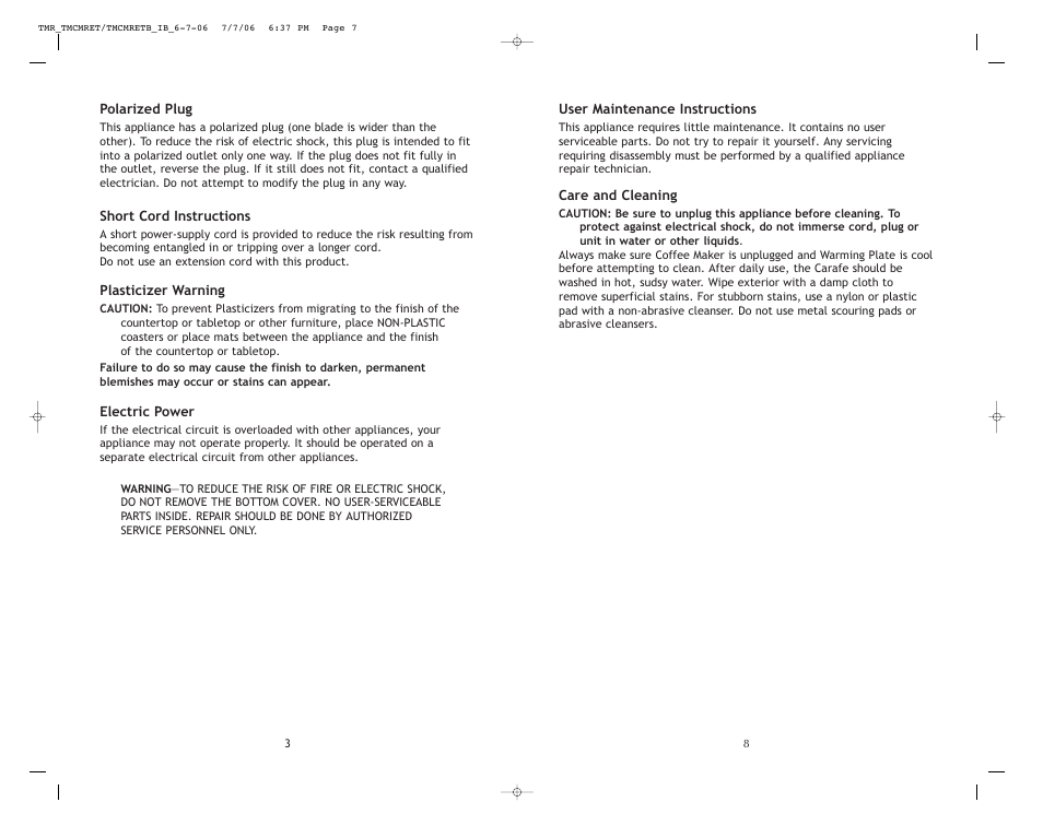 Toastmaster TMCMRETB User Manual | Page 9 / 12