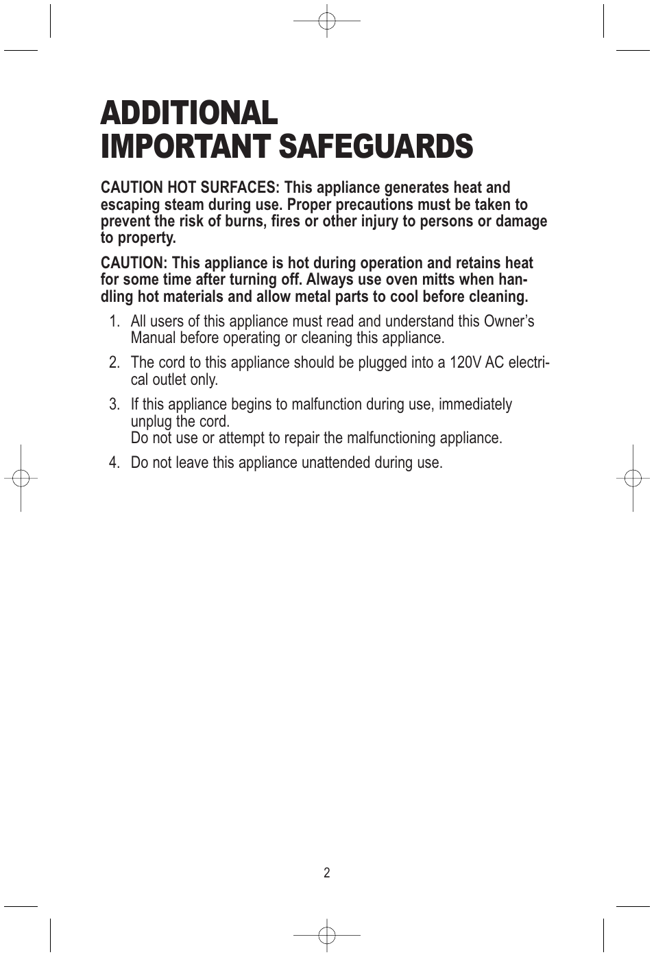 Additional important safeguards | Toastmaster TMEG15W/B User Manual | Page 3 / 10