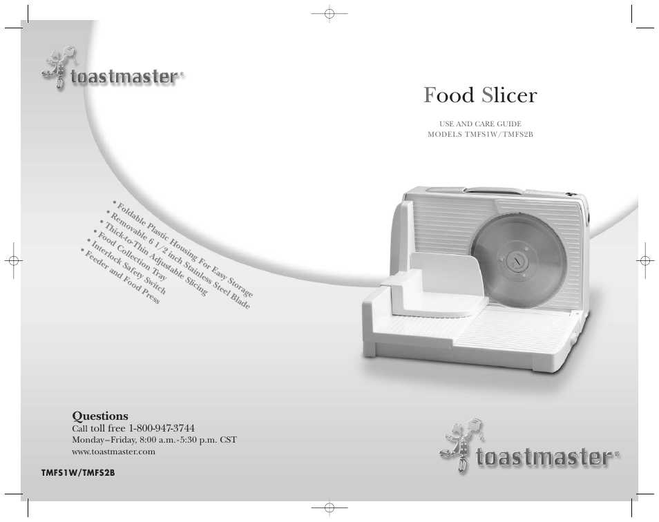 Food s licer | Toastmaster TMFS1W User Manual | Page 14 / 14