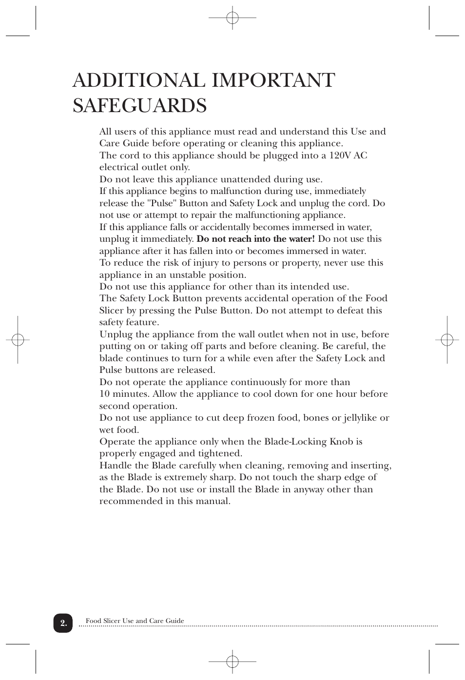 Additional important safeguards | Toastmaster TMFS1W User Manual | Page 3 / 14