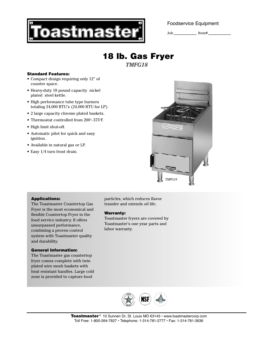 Toastmaster TCGF1200P User Manual | 2 pages