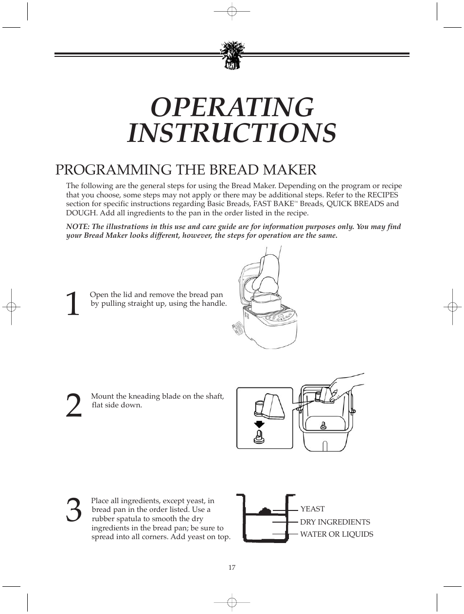 Operating instructions | Breadman BREAD BAKER TR520 User Manual | Page 19 / 68