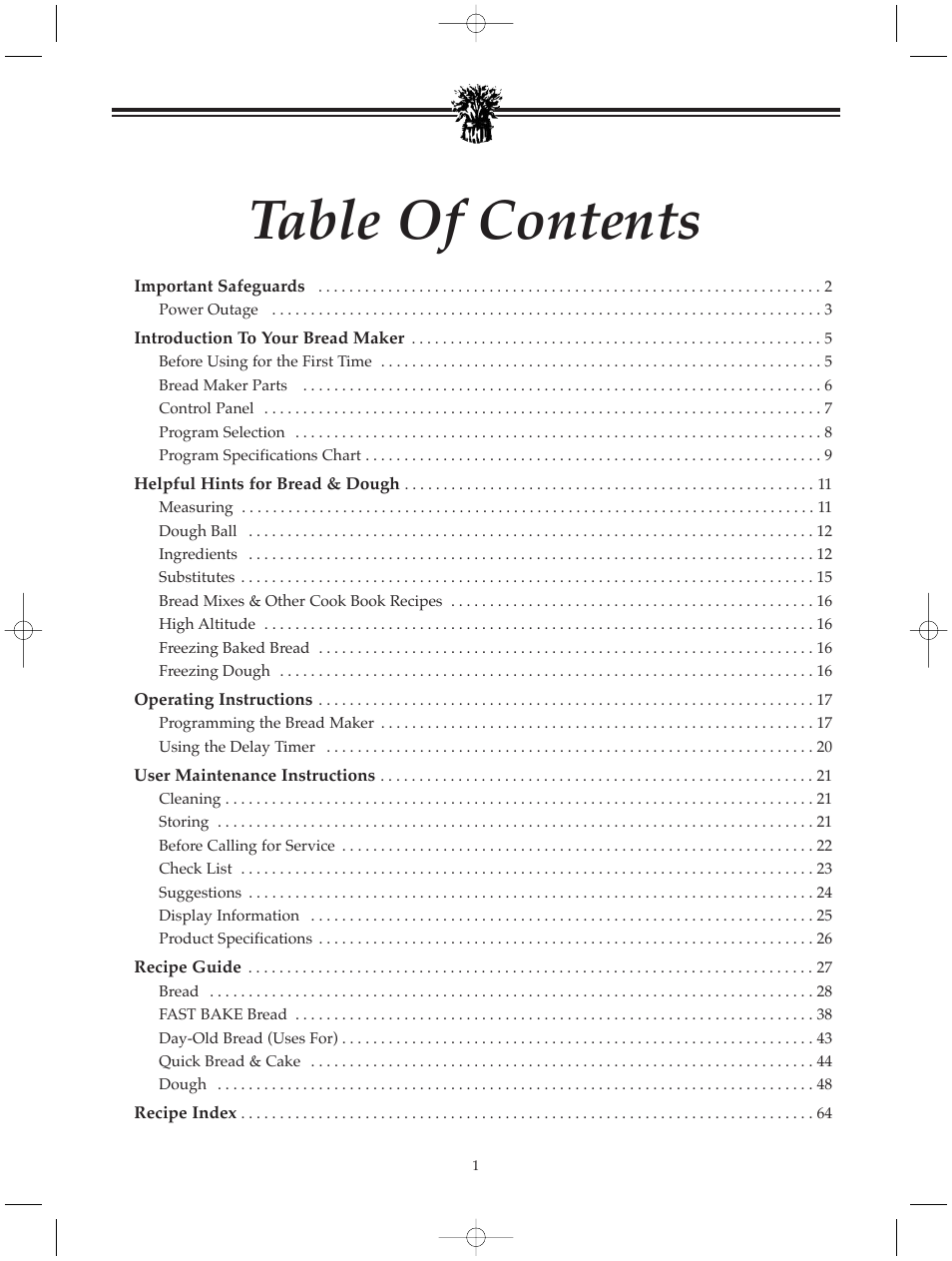 Breadman BREAD BAKER TR520 User Manual | Page 3 / 68