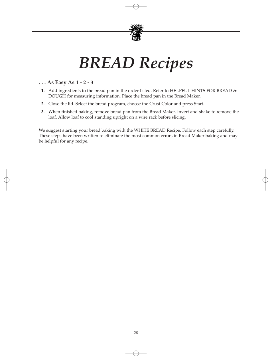 Bread recipes | Breadman BREAD BAKER TR520 User Manual | Page 30 / 68