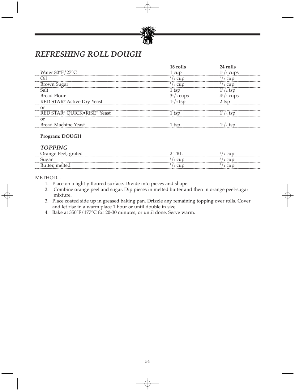 Refreshing roll dough, Topping | Breadman BREAD BAKER TR520 User Manual | Page 56 / 68
