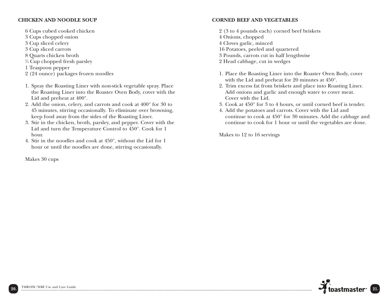 Toastmaster TMR18W/WBF User Manual | Page 22 / 28