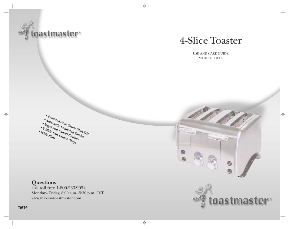 Slice toaster | Toastmaster TMT4 User Manual | Page 14 / 14
