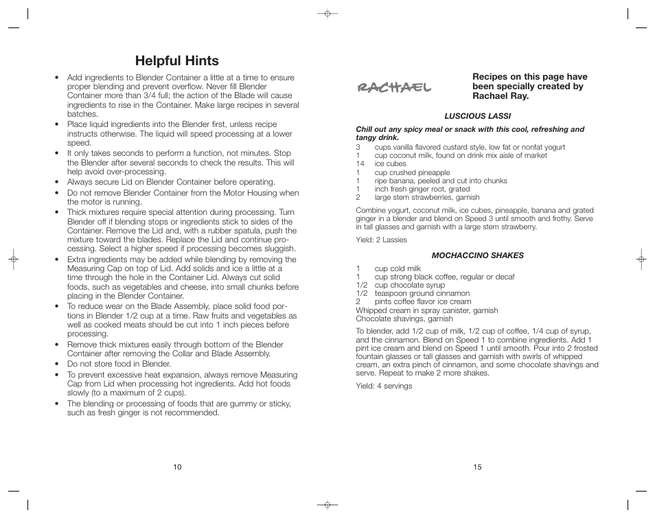 Helpful hints | Toastmaster RRBL2A/T User Manual | Page 15 / 24