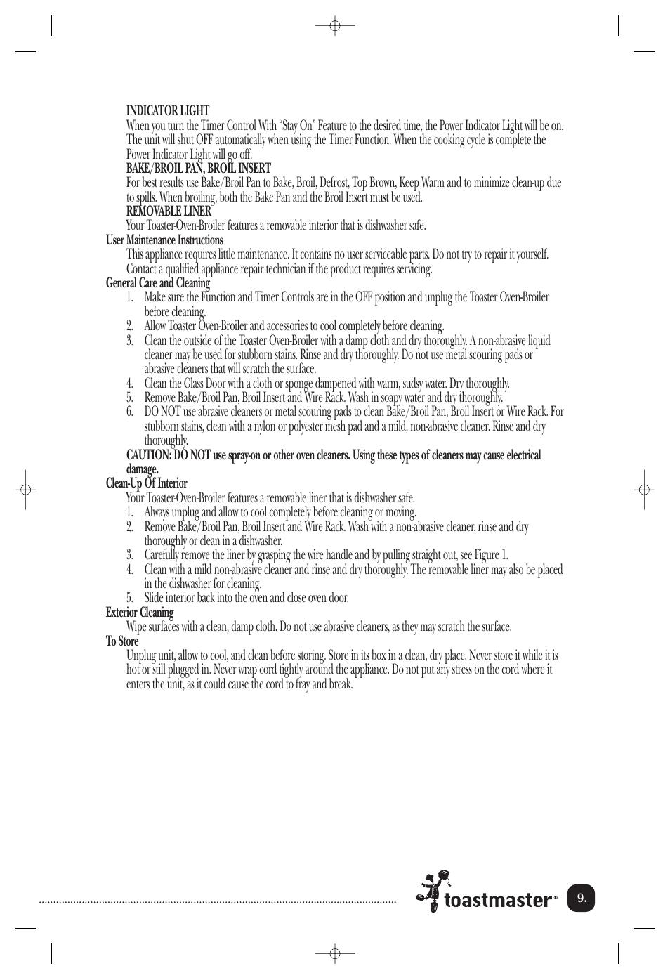 Toastmaster TOV425RLCAN User Manual | Page 10 / 12