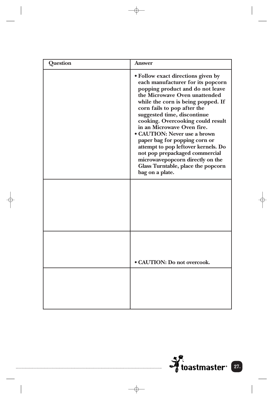 Food (cont.) | Toastmaster TMW3504WCAN User Manual | Page 28 / 32