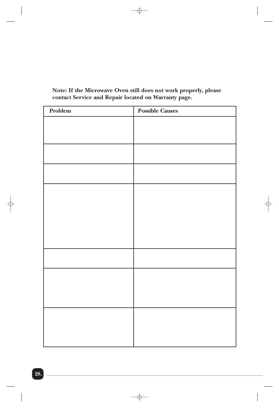 Before calling for service | Toastmaster TMW3504WCAN User Manual | Page 29 / 32