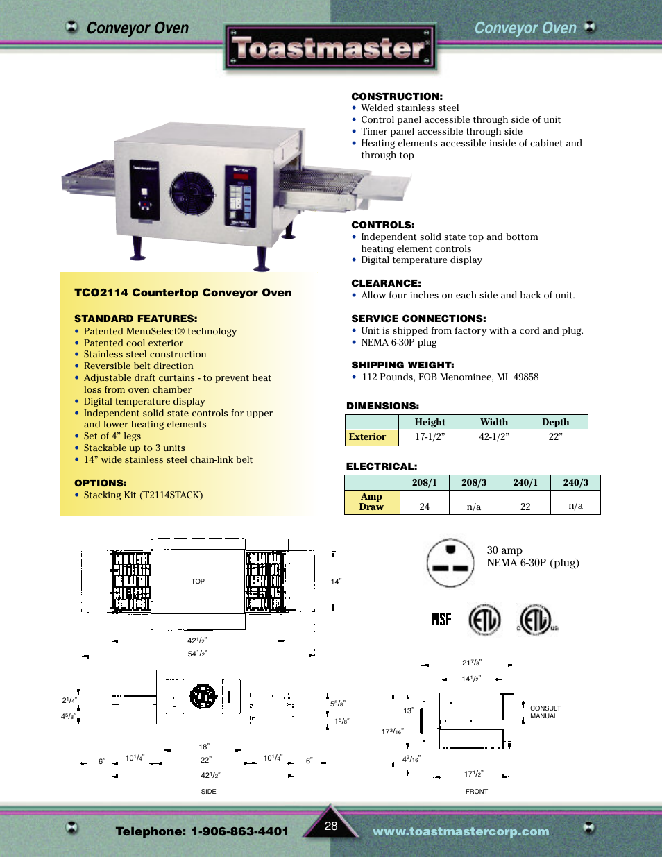 Conveyor oven | Toastmaster TP209 User Manual | Page 30 / 68