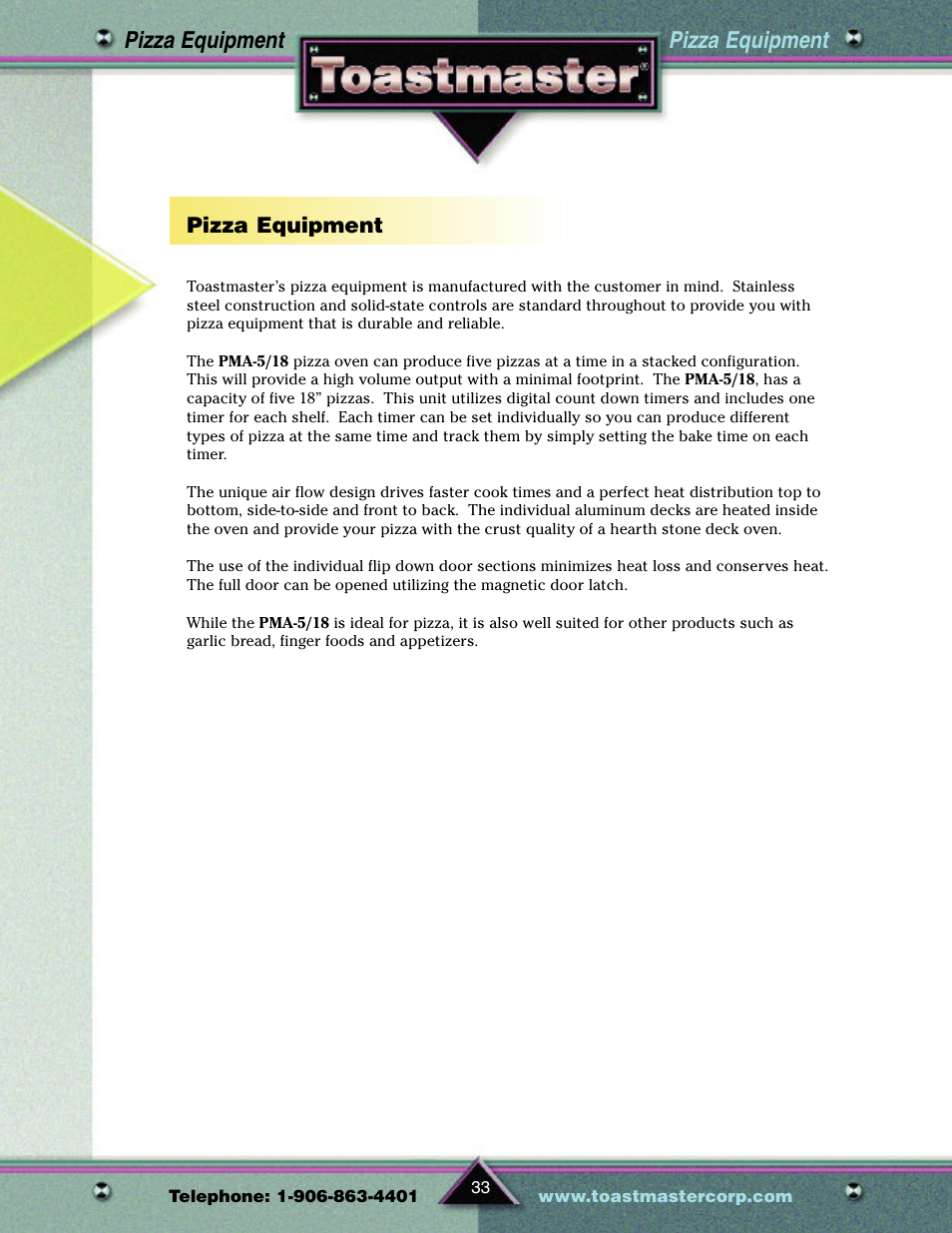 Pizza equipment | Toastmaster TP209 User Manual | Page 35 / 68