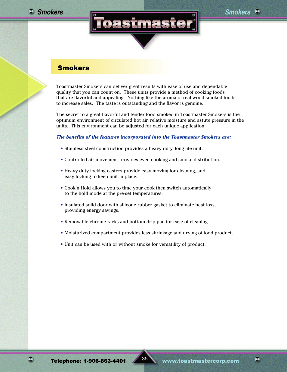 Smokers | Toastmaster TP209 User Manual | Page 37 / 68