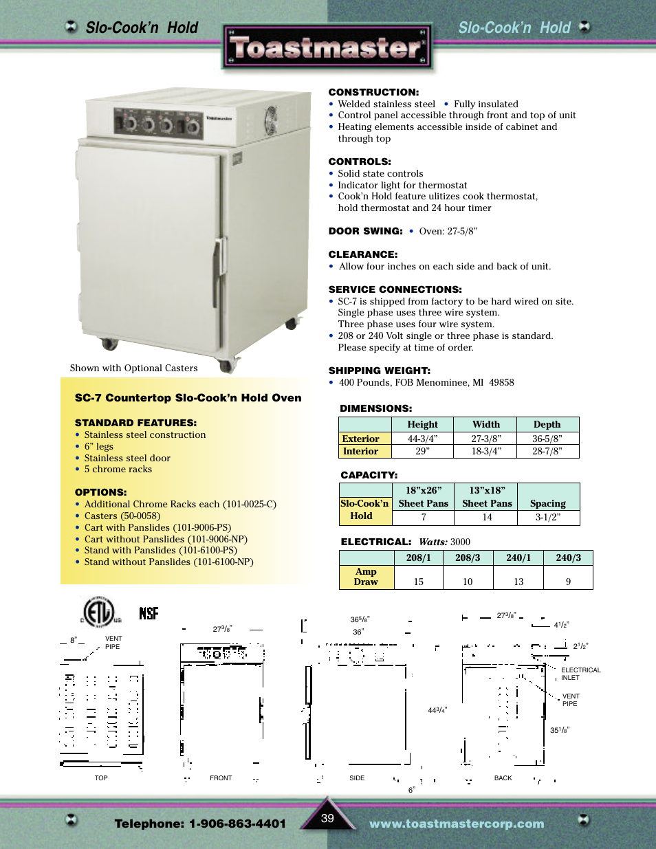 Slo-cook’n hold | Toastmaster TP209 User Manual | Page 41 / 68