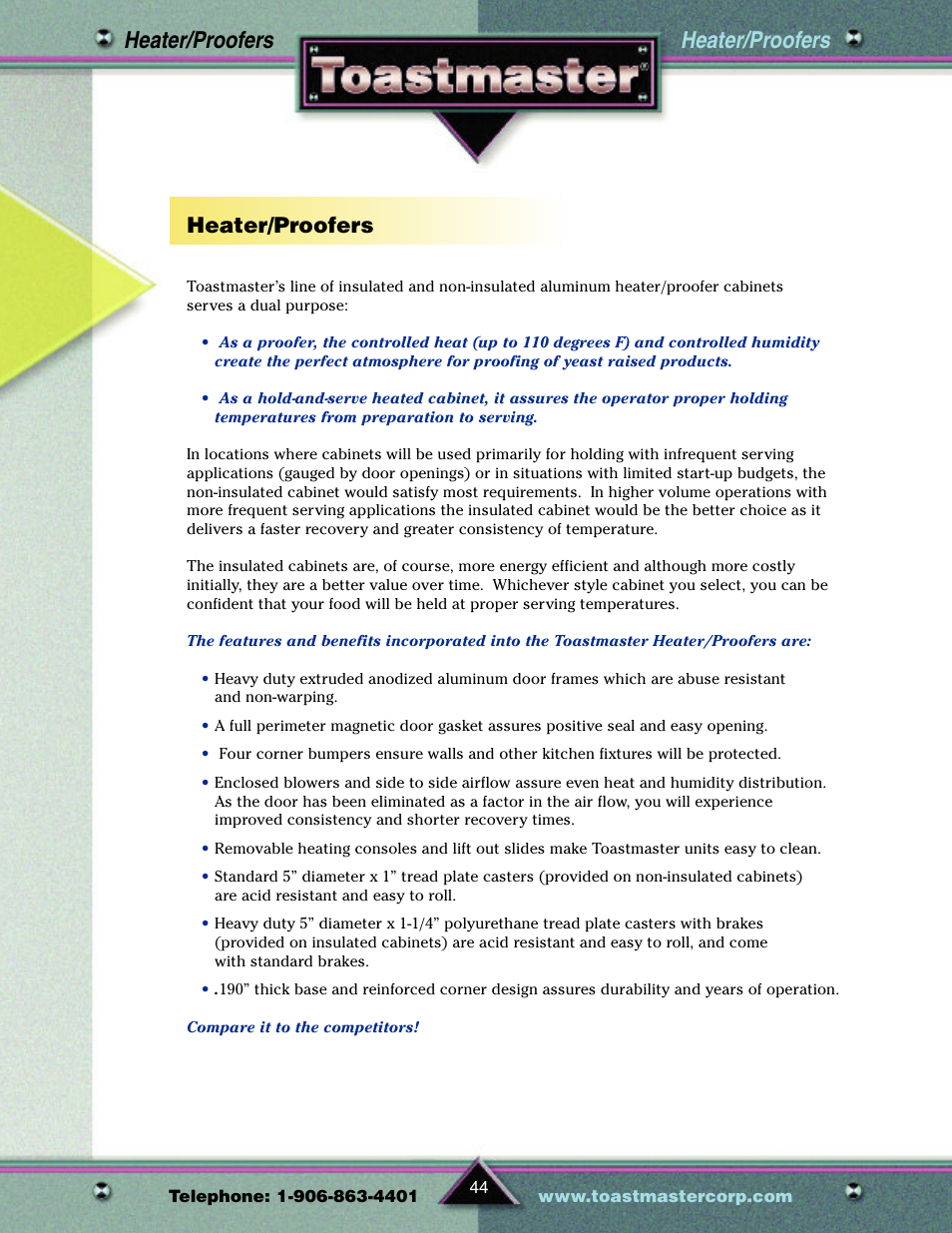 Heater/proofers | Toastmaster TP209 User Manual | Page 46 / 68