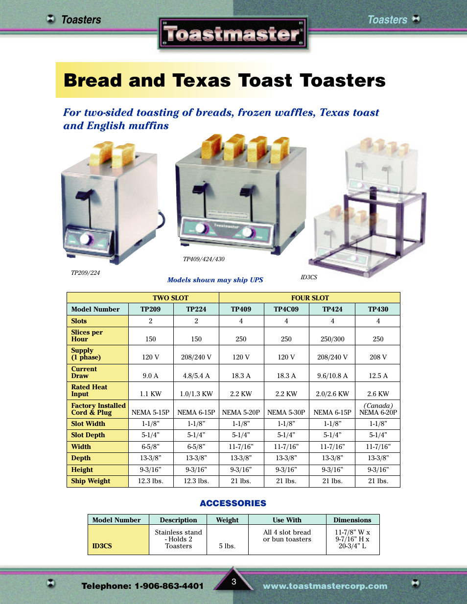 Bread and texas toast toasters, Toasters | Toastmaster TP209 User Manual | Page 5 / 68