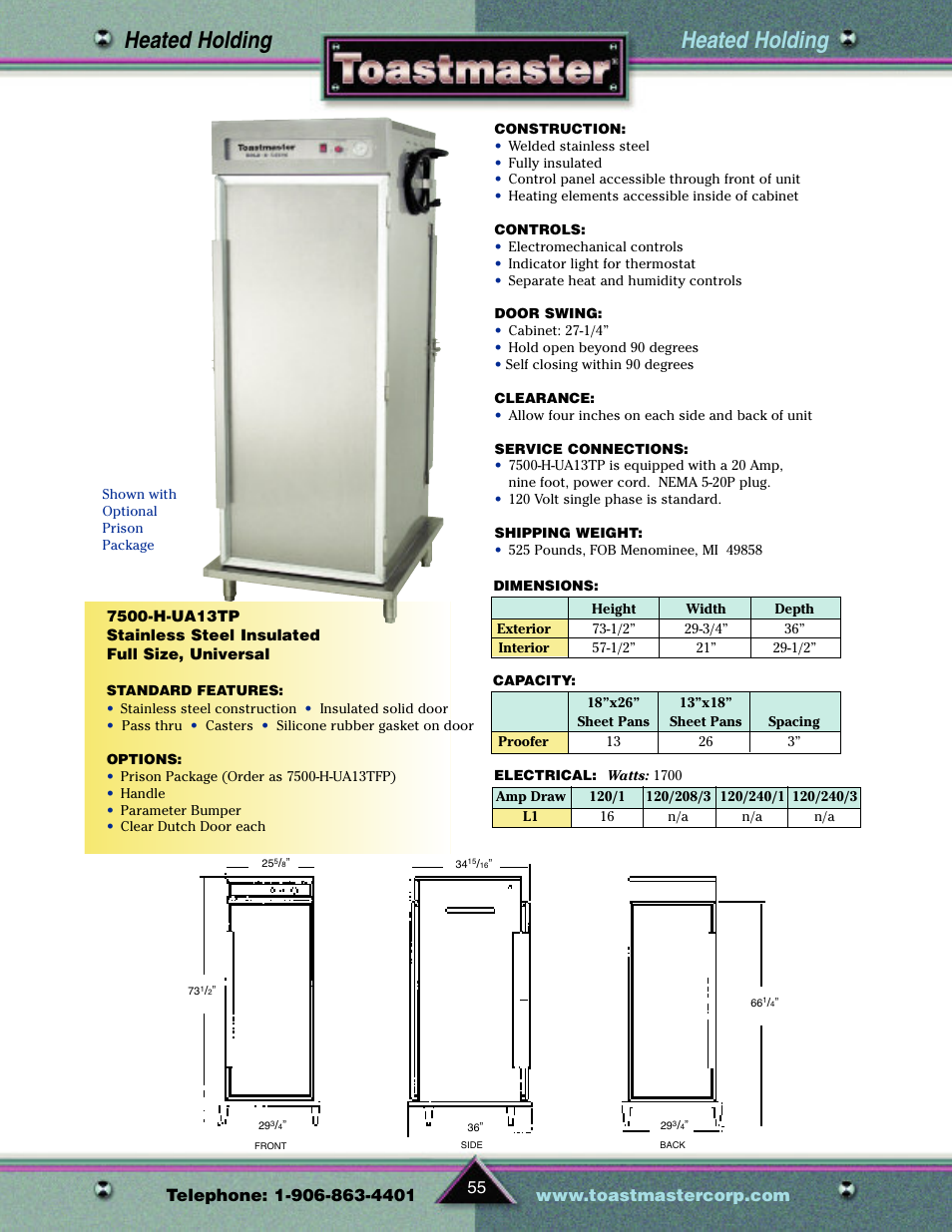 Heated holding | Toastmaster TP209 User Manual | Page 57 / 68