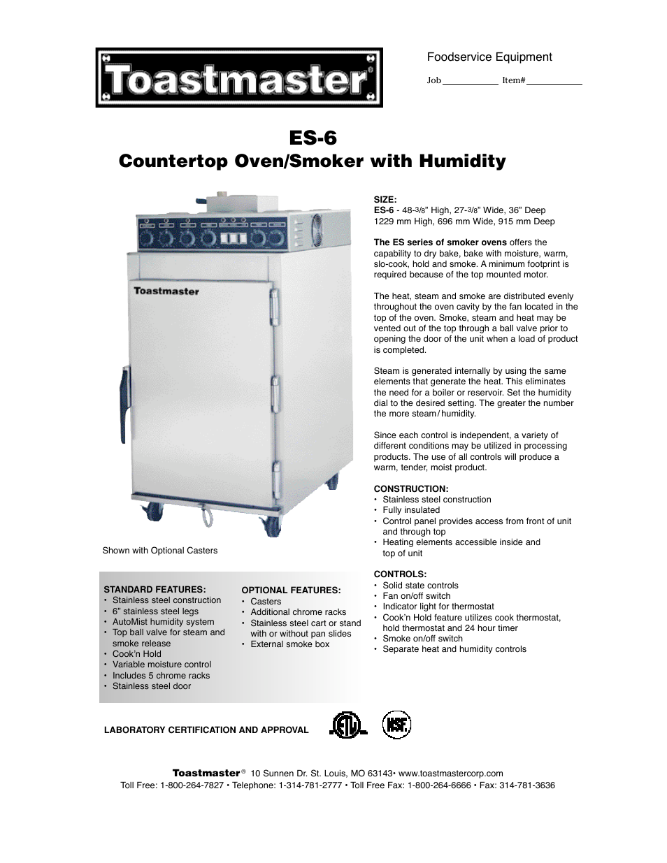 Toastmaster ES-6 User Manual | 2 pages
